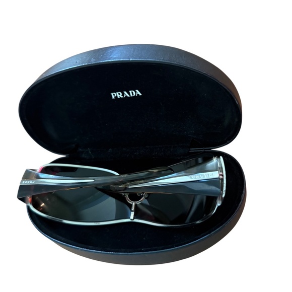AUTHENTIC Prada wrapped Sunglasses trimmed in Silver - Picture 5 of 11